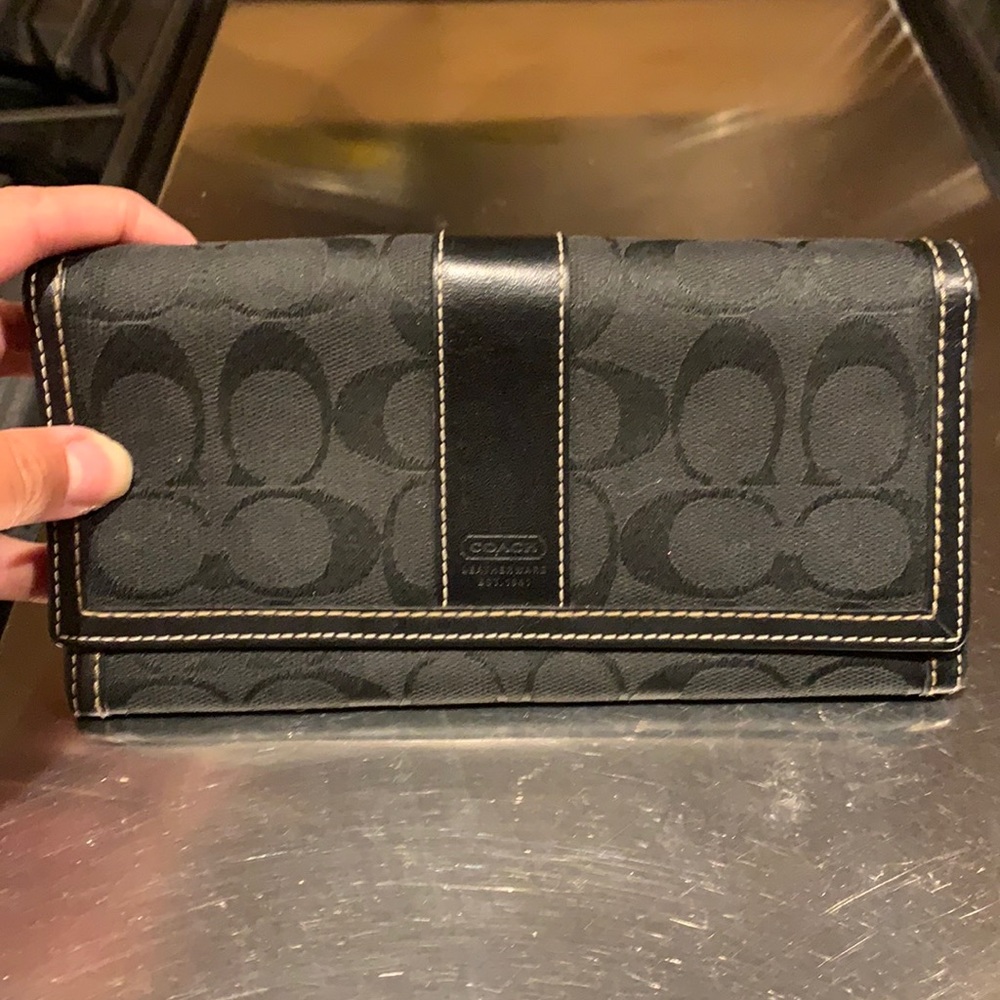 COACH BLACK MONOGRAM LONG WALLET